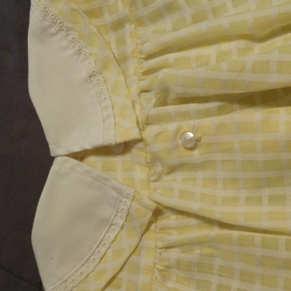 Baby Girl's sz XS Yellow/White Dress & Bloomer Set by Rose Cottage - Picture 8 of 8